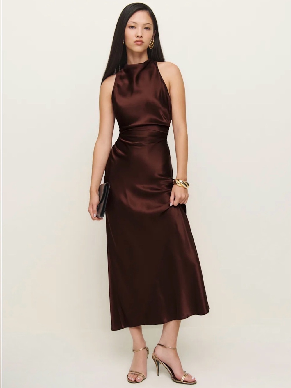 Reformation Cassette Silk DressSize 4- Mahogany